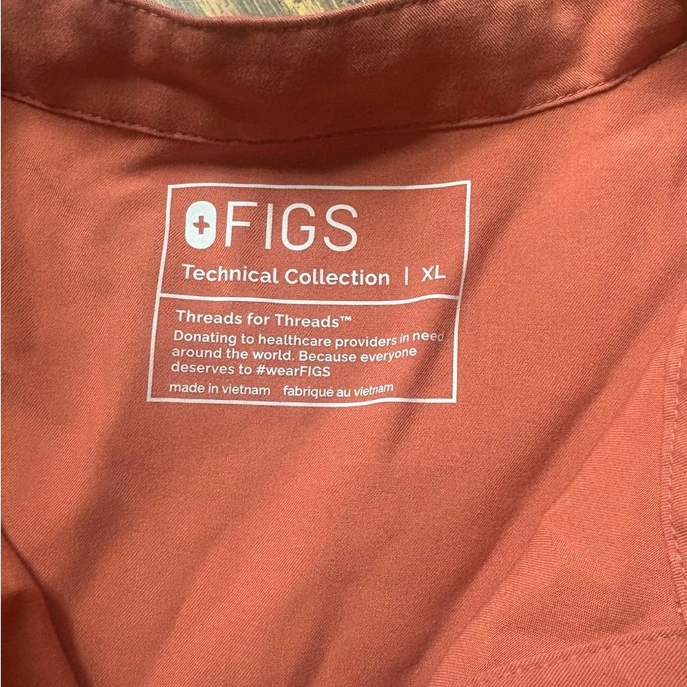 🍂 Figs Women's Terracotta XL Rafaela Top & 2X Zamora Jogger Scrub w Pink Tie Set - Picture 6 of 7